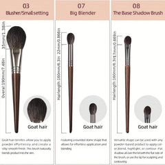 6 PCs Goat Hair Makeup Brush Set for Foundation, Powder, Eye Shadows