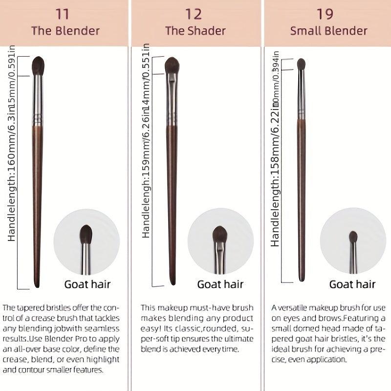 6 PCs Goat Hair Makeup Brush Set for Foundation, Powder, Eye Shadows