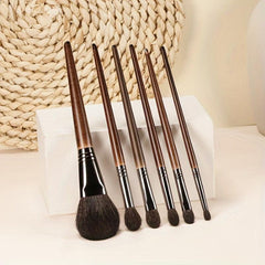 6 PCs Goat Hair Makeup Brush Set for Foundation, Powder, Eye Shadows