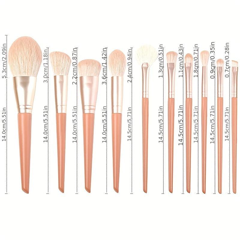 11pc Synthetic Bristles Wooden Handle Makeup Brush Set