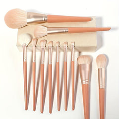11pc Synthetic Bristles Wooden Handle Makeup Brush Set