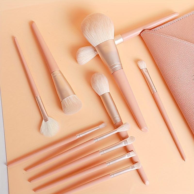 11pc Synthetic Bristles Wooden Handle Makeup Brush Set