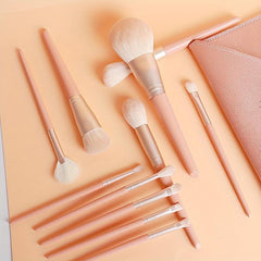 11pc Synthetic Bristles Wooden Handle Makeup Brush Set