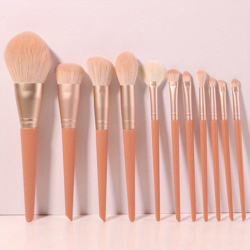 11pc Synthetic Bristles Wooden Handle Makeup Brush Set