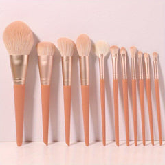 11pc Synthetic Bristles Wooden Handle Makeup Brush Set