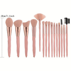 15pcs Synthetic Bristles Makeup Brush Set Pink