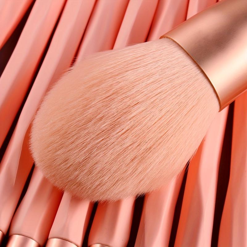 15pcs Synthetic Bristles Makeup Brush Set Pink