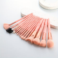 15pcs Synthetic Bristles Makeup Brush Set Pink