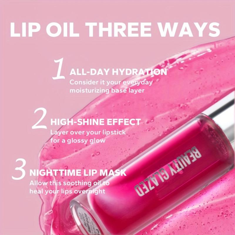 Rose Pink Lip Gloss Balm Hydrating Plumping Lip Essence