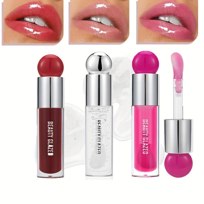 Rose Pink Lip Gloss Balm Hydrating Plumping Lip Essence