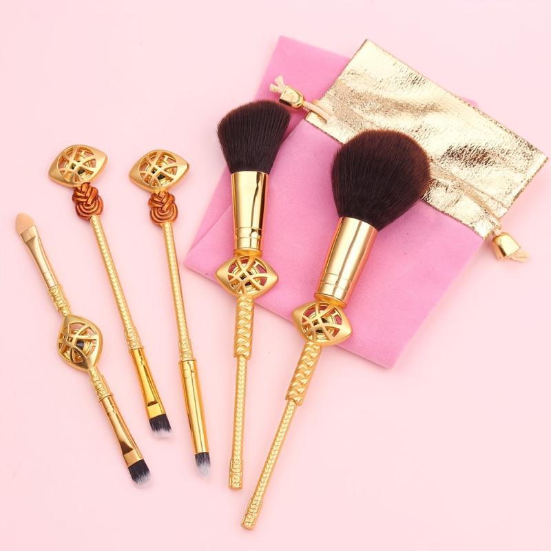 5pcs Makeup Brush Set with Drawstring Bag
