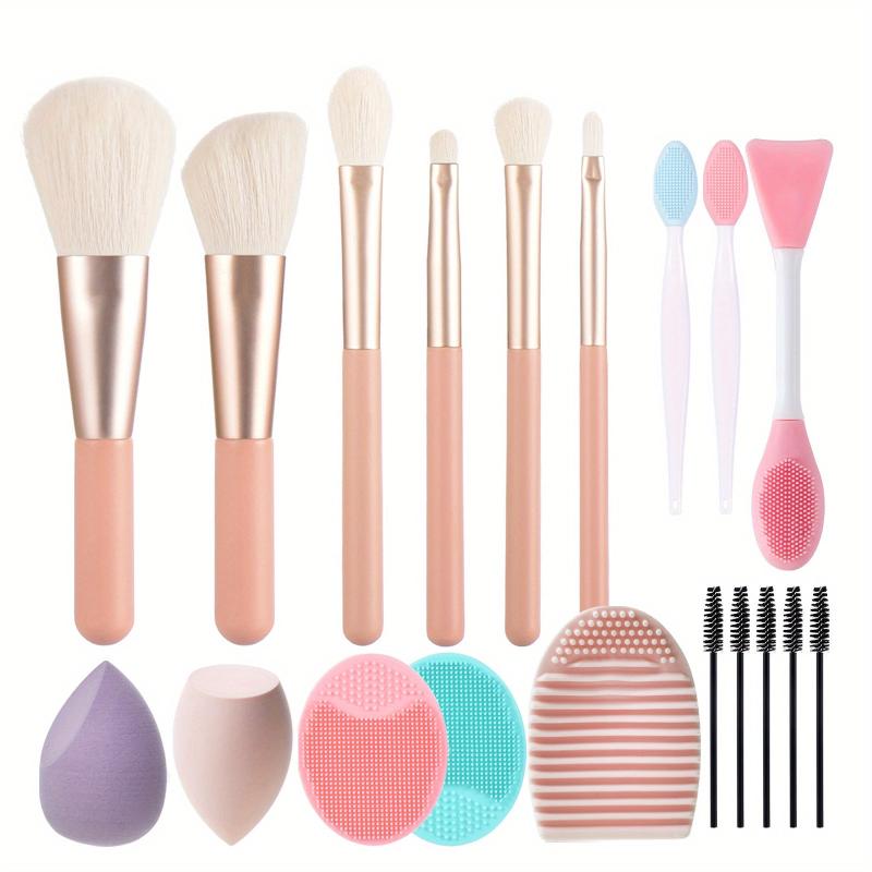 6pcs Makeup Brush Set with Bag Face Blush Contour Powder Wooden Handle