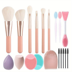 6pcs Makeup Brush Set with Bag Face Blush Contour Powder Wooden Handle