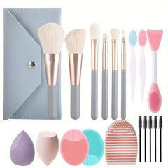 6pcs Makeup Brush Set with Bag Face Blush Contour Powder Wooden Handle