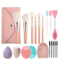 6pcs Makeup Brush Set with Bag Face Blush Contour Powder Wooden Handle