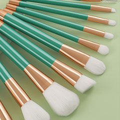 Green Makeup Brush Set 15pcs Eye Brush Complete Set Makeup Tools
