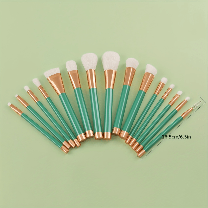 Green Makeup Brush Set 15pcs Eye Brush Complete Set Makeup Tools