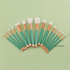 Green Makeup Brush Set 15pcs Eye Brush Complete Set Makeup Tools