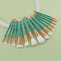 Green Makeup Brush Set 15pcs Eye Brush Complete Set Makeup Tools