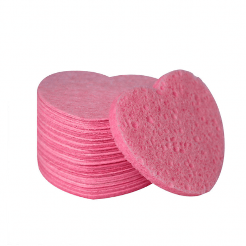 Heart Shaped Facial Sponges Natural Cellulose for Exfoliation & Makeup Removal