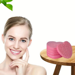 Heart Shaped Facial Sponges Natural Cellulose for Exfoliation & Makeup Removal
