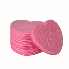 Heart Shaped Facial Sponges Natural Cellulose for Exfoliation & Makeup Removal