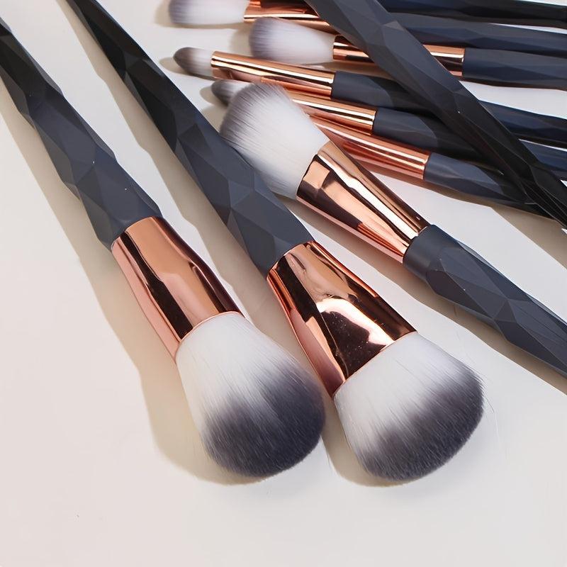 10-Piece Gradient Diamond Makeup Brush Set for Face Eyeliner Blush Contour