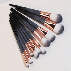 10-Piece Gradient Diamond Makeup Brush Set for Face Eyeliner Blush Contour
