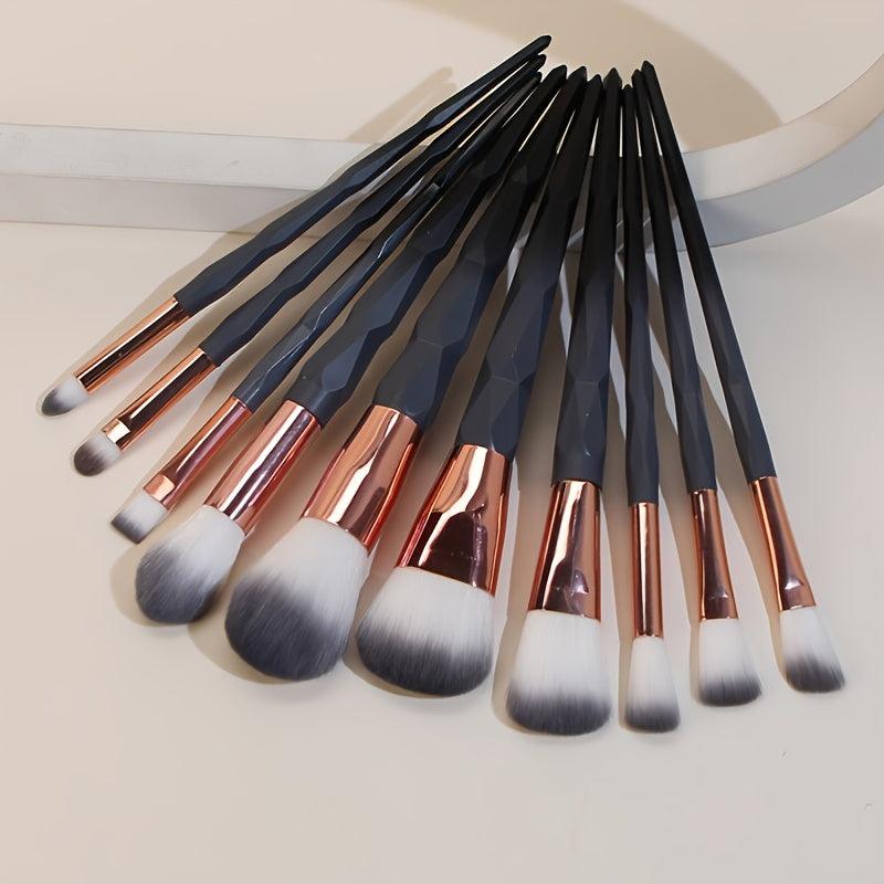 10-Piece Gradient Diamond Makeup Brush Set for Face Eyeliner Blush Contour