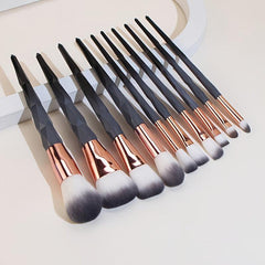 10-Piece Gradient Diamond Makeup Brush Set for Face Eyeliner Blush Contour