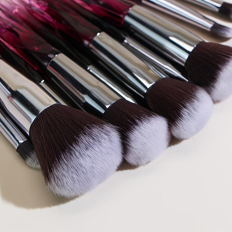 10PCS Crystal Style Makeup Brush Set Synthetic Bristles