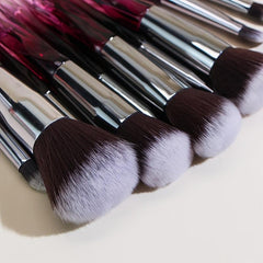 10PCS Crystal Style Makeup Brush Set Synthetic Bristles
