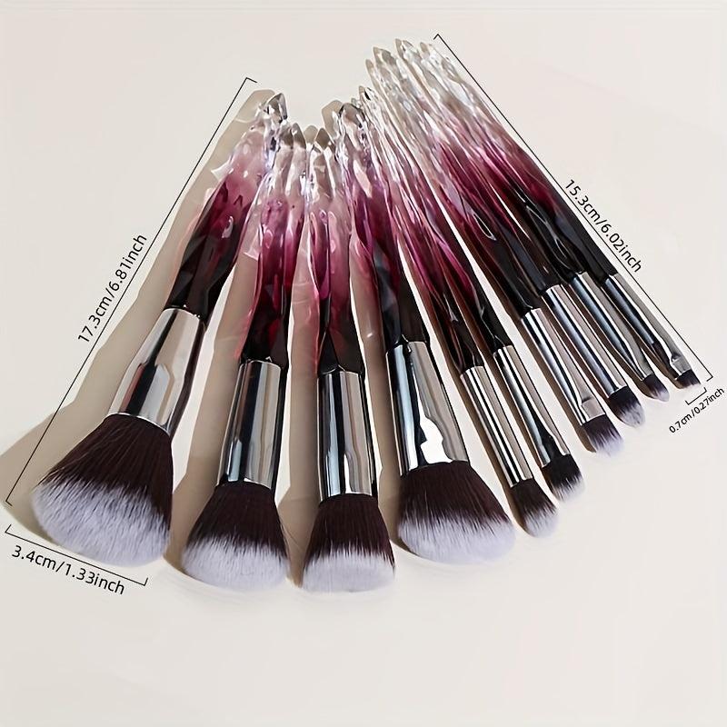 10PCS Crystal Style Makeup Brush Set Synthetic Bristles