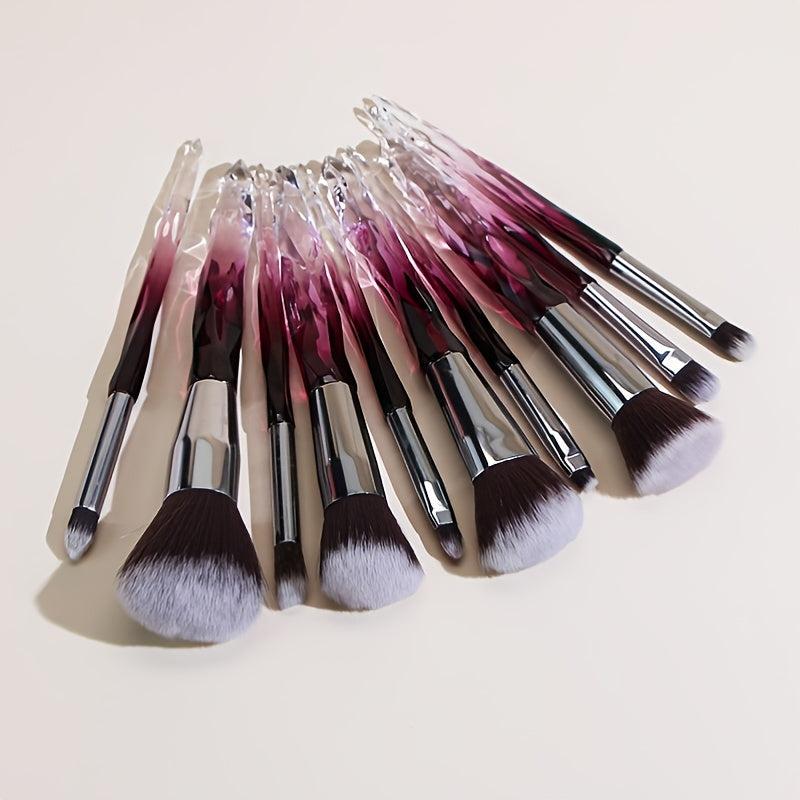 10PCS Crystal Style Makeup Brush Set Synthetic Bristles
