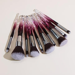 10PCS Crystal Style Makeup Brush Set Synthetic Bristles