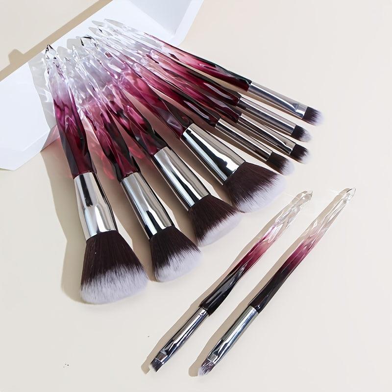 10PCS Crystal Style Makeup Brush Set Synthetic Bristles