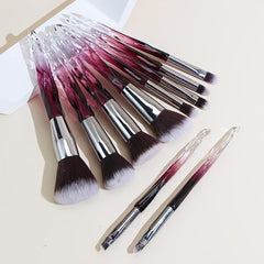 10PCS Crystal Style Makeup Brush Set Synthetic Bristles