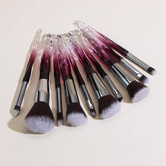 10PCS Crystal Style Makeup Brush Set Synthetic Bristles