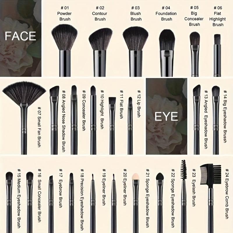 27pcs Makeup Brush Set with Powder Puff Sponge and Bag for Travel Beauty