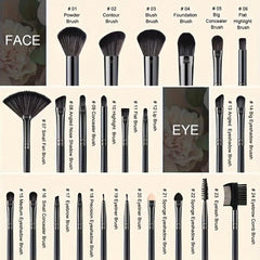 27pcs Makeup Brush Set with Powder Puff Sponge and Bag for Travel Beauty