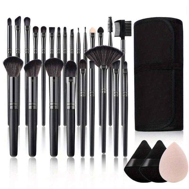 27pcs Makeup Brush Set with Powder Puff Sponge and Bag for Travel Beauty