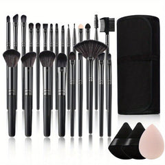 27pcs Makeup Brush Set with Powder Puff Sponge and Bag for Travel Beauty
