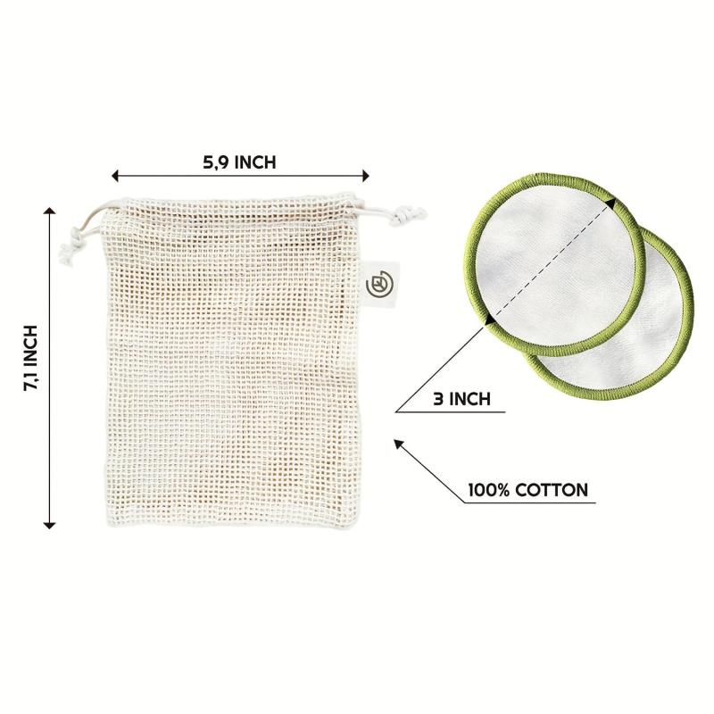 Reusable Makeup Remover Pads 20 Pcs with Laundry Bag