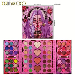 68 Colors Pearly Matte Eyeshadow Palette with Shimmer Flash Highlight Powder