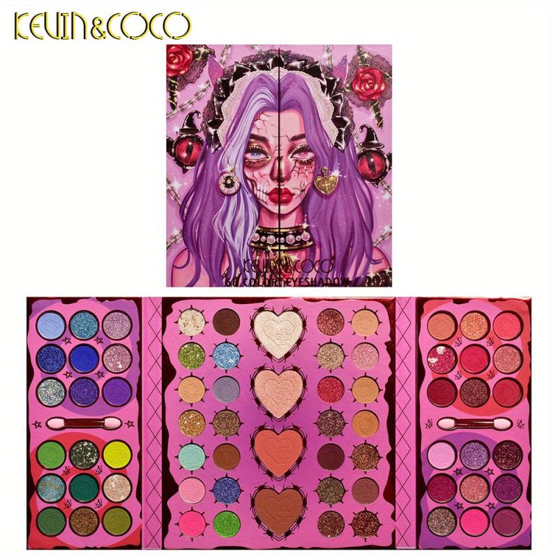 68 Colors Pearly Matte Eyeshadow Palette with Shimmer Flash Highlight Powder