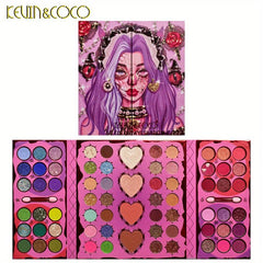 68 Colors Pearly Matte Eyeshadow Palette with Shimmer Flash Highlight Powder