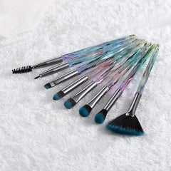 8pcs Makeup Brush Set Crystal Handle Powder Eyeshadow Eyelash Smudge