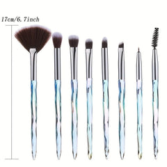 8pcs Makeup Brush Set Crystal Handle Powder Eyeshadow Eyelash Smudge