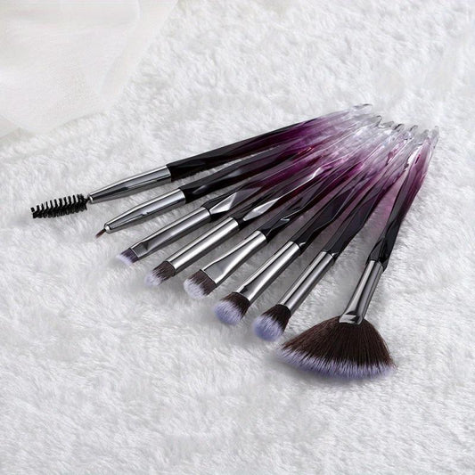 8pcs Makeup Brush Set Crystal Handle Powder Eyeshadow Eyelash Smudge