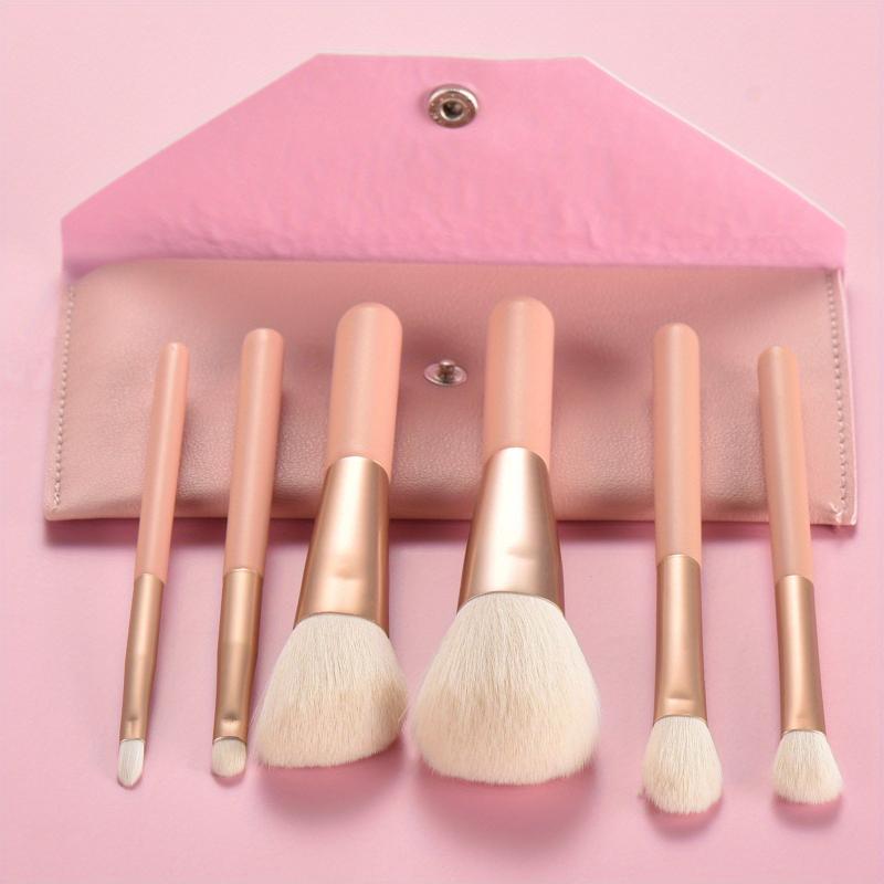 6pcs Mini Makeup Brush Set with Wooden Handle - Travel Friendly